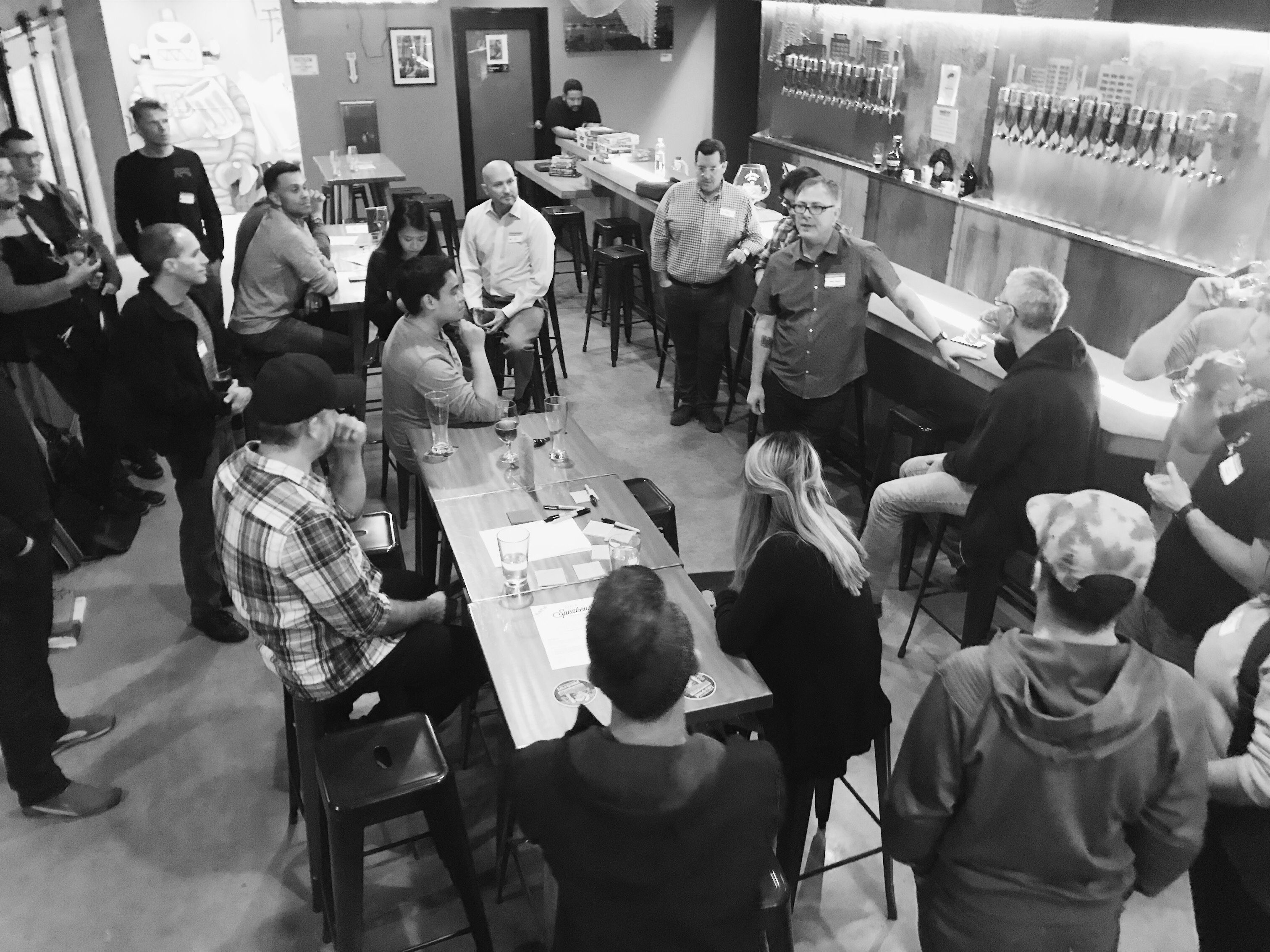 Mike Fleury leading a lightweight branding UX Speakeasy workshop